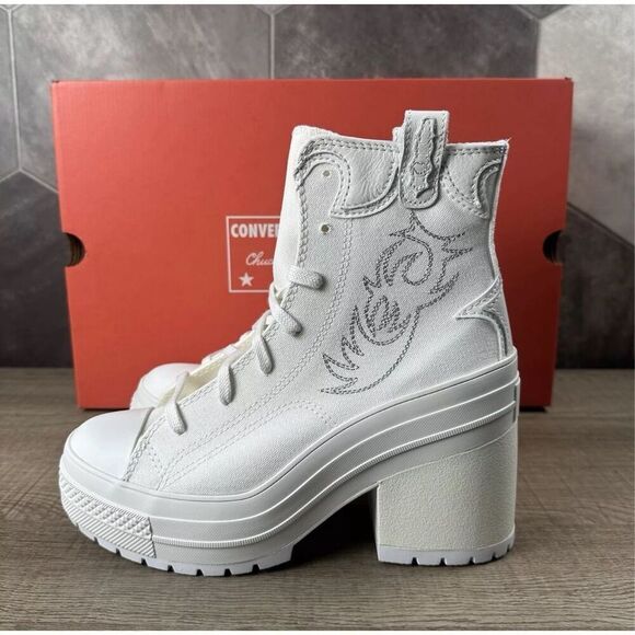 Converse Chuck 70 De Luxe Heel Western Hi Platform A10335C VIN White Women 8 NWB - Picture 6 of 10